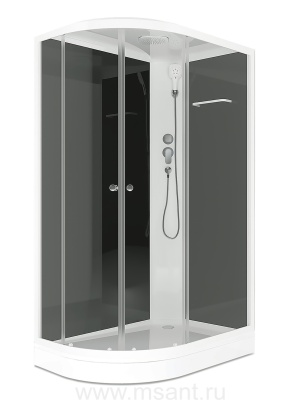 Душевая кабина DOMANI-SPA Delight 128 Slim R низкий поддон черная стеклянная задняя панель тонированное стекло без электрики 1200*800*2180