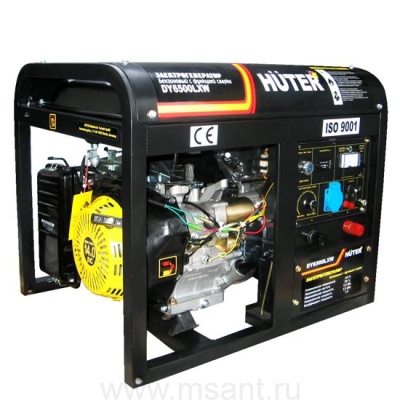 Бензиновый генератор HUTER DY6500LXW с функцией сварки . с колесами