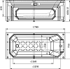 Акриловая ванна Radomir Уэльс 170x75 с опорной рамой, сливом-переливом, подголовником