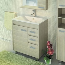 Тумба Comforty Марио 75, напольная, сосна лоредо с раковиной Quadro 75