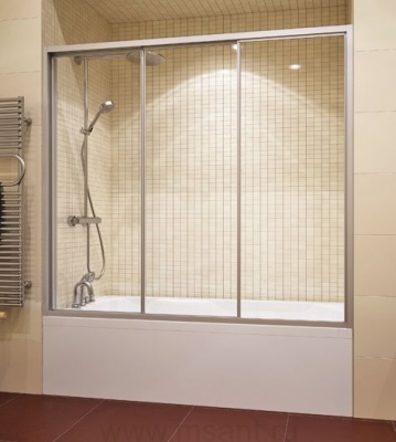 Шторка на ванну GuteWetter Practic Part GV-403 163-167 см стекло бесцветное, профиль матовый хром