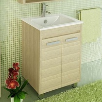 Тумба Comforty Марио 60, напольная, сосна лоредо с раковиной Quadro 60