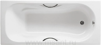 Чугунная ванна Roca Malibu 2333G0000 170х70см, с отверстиями для ручек