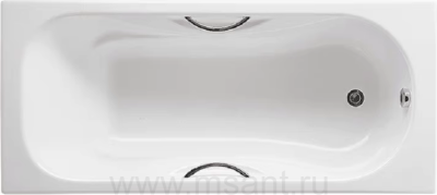 Чугунная ванна Roca Malibu 2310G000R 160x75см, с отверстиями для ручек