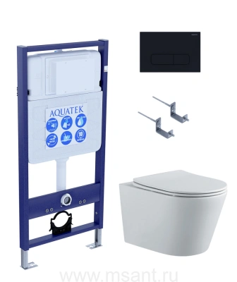 SET-4 AQUATEK ВЕГА-1905-017 (рама AQUATEK Standard INS-0000012 с клавишей KDI-0000017 и крепежом KKI-0000002+унитаз ВЕГА AQ1905-00 с тонким сиденьем sc