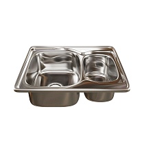 Мойка врез 63х50 (0,8) 2-х чаш вып 3 1/2 MIXLINE 18см с сифоном