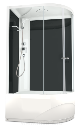 Душевая кабина DOMANI-SPA Delight Slim 128 L high высокий поддон черная стеклянная задняя панель прозрачное стекло без электрики 1200*800*2180
