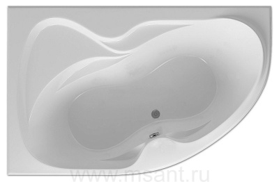 Акриловая ванна Aquatek Вега 170x105 L, с каркасом, фронтальным экраном, сливом-переливом