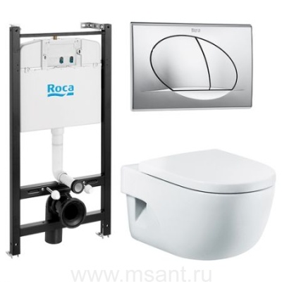Комплект унитаз с инсталляцией Roca Meridian 893104110 подвесной унитаз + инсталляция + кнопка