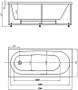 Акриловая ванна Акватек Оберон 170x70, с каркасом, сливом-переливом, без фронтального экрана
