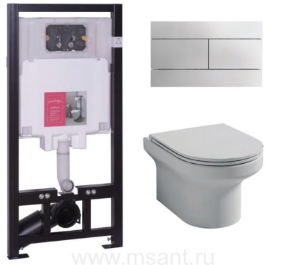 Комплект унитаз с инсталляцией Jacob Delafon Elite E21742RU-00 кнопка хром