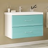 Мебель для ванной Marka One Mix 70П с 2 ящиками, бирюзовое стекло, ручки рейлинг