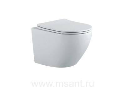  Унитаз подвесной безободковый AQUATEK ЕВРОПА AQ1901-MW 525*360*320 мм, белый матовый, горизонтальный выпуск, тонкое сиденье с механизмом плавного закрывания, крепеж 