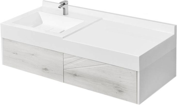 Тумба с раковиной AQUATON Сакура 120 L, ольха наварра, белая