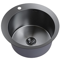 Мойка настол.монтаж D50 (3,0) вып 3 1/2 круглая MIXLINE PRO 20см с сифоном (черный графит)