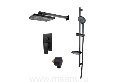 Комплект для душа Aquatek Вега AQ1074MB 4 в 1 AQ1046MB+AQ2081MB+AQ2454MB+AQ2011MB, матовый черный