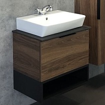 Тумба Comforty Штутгарт 60, подвесная, дуб тёмно-коричневый c раковиной Comforty 9055RA-50