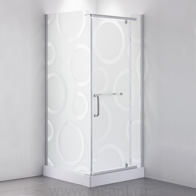 Душевое ограждение Comforty 32NR матовое стекло с рисунком круги, с поддоном, 900*900*1975