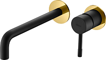 Смеситель Boheme Uno 465-BG С ВНУТРЕННЕЙ ЧАСТЬЮ, для раковины, black gold