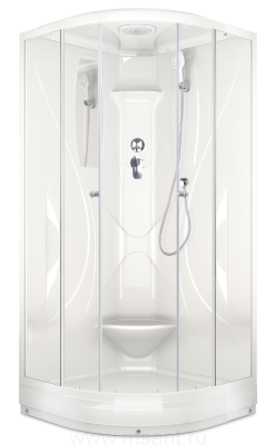Душевая кабина DOMANI-SPA Elegance V1.2. низкий поддон прозрачное стекло задняя акриловая панель 900*900*2180