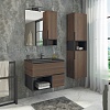 Тумба Comforty Франкфурт 75, дуб шоколадно-коричневый, с раковиной COMFORTY 75E черная матовая
