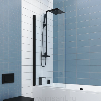 Шторка на ванну Kubele DE020 DE020P601-CLN-BLM-85х150 150х85, профиль черный матовый