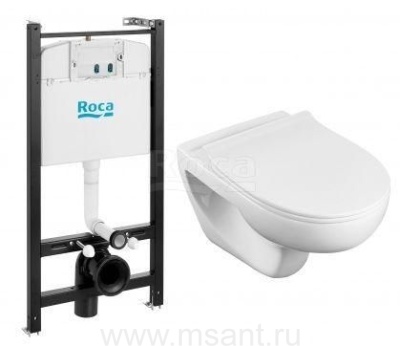 Комплект унитаза с инсталляцией Roca Victoria Rimless 893105010 с сиденьем SoftClose без клавиши смыва