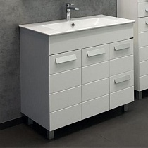 Тумба Comforty Модена М 90, напольная, белая матовая с раковиной Quadro 90