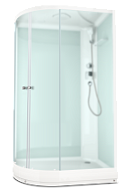 Душевая кабина DOMANI-SPA Delight Slim 128 R низкий поддон белая стеклянная задняя панель сатин матированное стекло 1200*800*2180