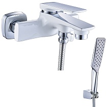 Смеситель для ванны Lemark с коротким изливом хром/белый