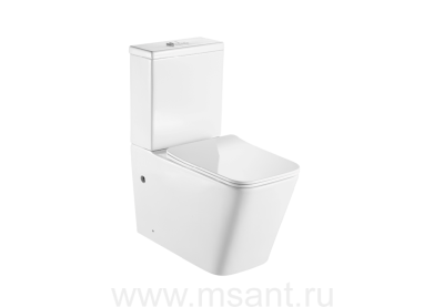 Унитаз-компакт напольный безободковый с бачком AQUATEK ЛИБРА AQ1263-00 665*360*810 мм, горизонтальный выпуск, тонкое сиденье с механизмом плавного закрывания, крепеж 