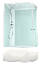 Душевая кабина DOMANI-SPA Slim 128 L high высокий поддон белая стеклянная задняя панель стекло сатин матированное1200*800*2180 без электрики