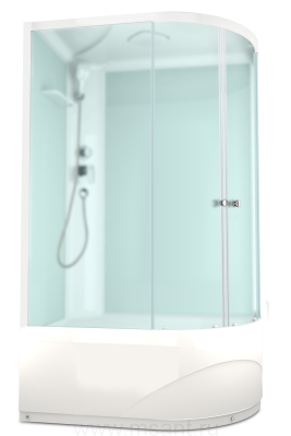 Душевая кабина DOMANI-SPA Slim 128 L high высокий поддон белая стеклянная задняя панель стекло сатин матированное1200*800*2180 без электрики