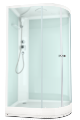 Душевая кабина DOMANI-SPA Delight Slim 128 L низкий поддон белая стеклянная задняя панель сатин матированное стекло1200*800*2180