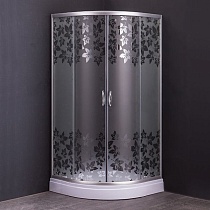Душевое ограждение Comforty 34F матовое стекло с рисунком цветы, с поддоном, 900*900*1925