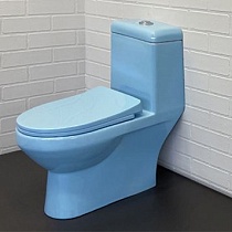 Детский унитаз моноблок Comforty 2311B голубой, двухрежимная арматура, горизонтальный выпуск, сиденье полипропилен с микролифтом
