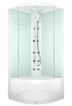 Душевая кабина DOMANI-SPA Delight Slim 110 1000*1000*2180 белая стеклянная задняя панель сатин матированное стекло низкий поддон с электрикой