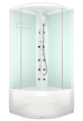 Душевая кабина DOMANI-SPA Delight Slim 110 1000*1000*2180 белая стеклянная задняя панель сатин матированное стекло низкий поддон с электрикой