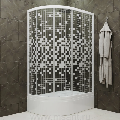 Душевой уголок Triton Коралл Щ0000068952 R 120х80 см, Белый, Мозаика с поддоном