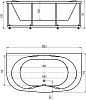 Акриловая ванна Акватек Мелисса 180x95, с каркасом, фронтальным экраном, сливом-переливом