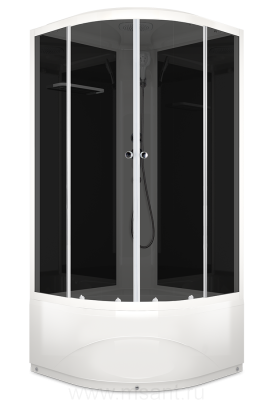 Душевая кабина DOMANI-SPA Delight Slim 88 high высокий поддон черная стеклянная задняя панель тонированное стекло без электрики 800*800*2180