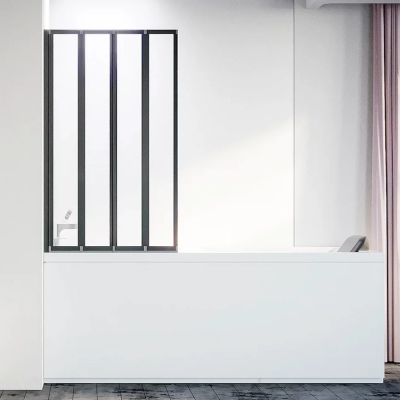 Шторка на ванну Veconi Palau PL-74BL 90 см, профиль черный
