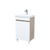 Тумба с умывальником напольная с дверцами, 50 см, белая/под дерево, Zodiac, IDDIS, ZOD5ADFi95K подходит ум. 3505000i28