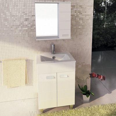 Мебель для ванной Comforty Модена М 60, напольная, белая матовая с раковиной Quadro 60 