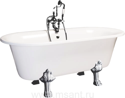 Ванна из искусственного камня Фэма Феррара 2 170x80 белая, ножки хром