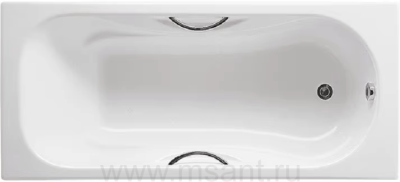 Чугунная ванна Roca Malibu 2309G000R 170х75см, с отверстиями для ручек