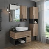 Тумба Comforty Штутгарт 90, дуб тёмно-коричневый с черной столешницей c раковиной COMFORTY T-Y9378