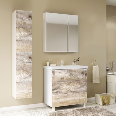 Мебель для ванной Marka One Mix 70Н с 3 ящиками, бетон, push