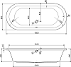Акриловая ванна Cezares Metauro Central 180x80