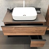 Тумба Comforty Штутгарт 90, дуб тёмно-коричневый с черной столешницей c раковиной COMFORTY T-Y9378